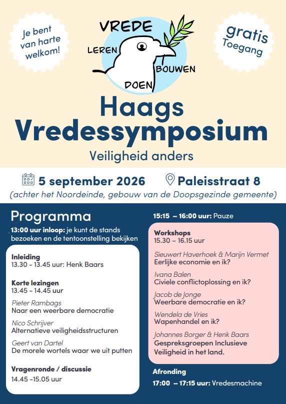 Za. 5 september: Haags Vredessymposium ‘Veilig Anders’